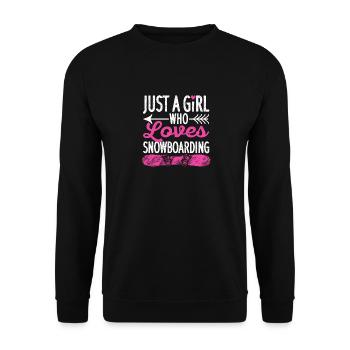 Just A Girl Who Loves Snowboarding Funny Snowboard - Unisex Pullover - Schwarz - Vorne - Alina (178cm) & Michal (187cm)