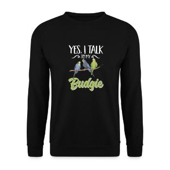 Budgerigar Parakeet Bird Pet Gift - Unisex Sweatshirt - black - Front - Alina (178cm) & Michal (187cm)