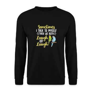 Budgerigar Parakeet Bird Pet Gift - Unisex Sweatshirt - black - Front - Alina (178cm) & Michal (187cm)
