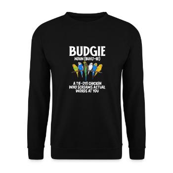 Budgerigar Perruche Oiseau Cadeau pour animaux de compagnie - Sweat-shirt Unisexe - noir - Devant - Alina (178cm) & Michal (187cm)