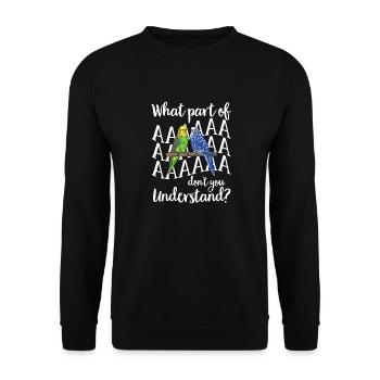 Budgerigar Parakeet Bird Pet Gift - Unisex Sweatshirt - black - Front - Alina (178cm) & Michal (187cm)