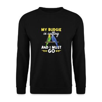 Budgerigar Parakeet Bird Pet Gift - Unisex Sweatshirt - black - Front - Alina (178cm) & Michal (187cm)