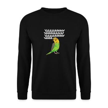 Budgerigar Parakeet Bird Pet Gift - Unisex Sweatshirt - black - Front - Alina (178cm) & Michal (187cm)