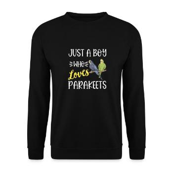 Budgerigar Parakeet Bird Pet Gift - Unisex Sweatshirt - black - Front - Alina (178cm) & Michal (187cm)
