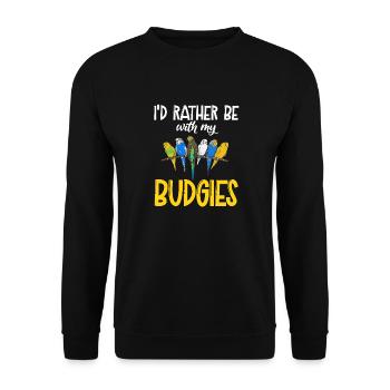 Budgerigar Parakeet Bird Pet Gift - Unisex Sweatshirt - black - Front - Alina (178cm) & Michal (187cm)