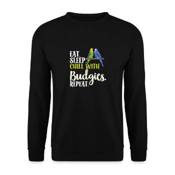 Budgerigar Parakeet Bird Pet Gift - Unisex Sweatshirt - black - Front - Alina (178cm) & Michal (187cm)