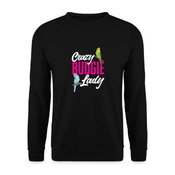 Budgerigar Parakeet Bird Pet Gift - Unisex Sweatshirt - black - Front - Alina (178cm) & Michal (187cm)