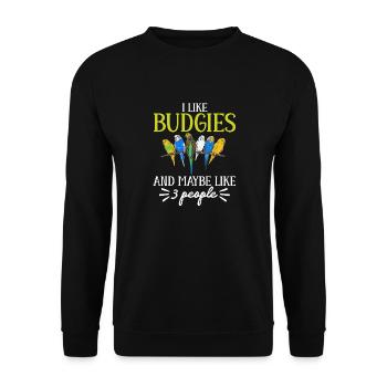 Wellensittich Sittich Vogel Haustier Geschenk - Unisex Pullover - Schwarz - Vorne - Alina (178cm) & Michal (187cm)
