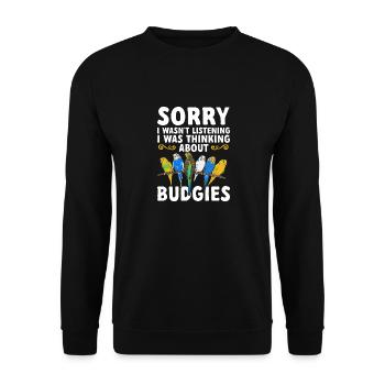 Budgerigar Parakeet Bird Pet Gift - Unisex Sweatshirt - black - Front - Alina (178cm) & Michal (187cm)