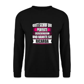 Erzgebirge Frau Namen Sachsen Ricarda - Unisex Pullover - Schwarz - Vorne - Alina (178cm) & Michal (187cm)