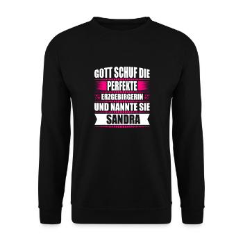 Erzgebirge Frau Namen Sachsen Sandra - Unisex Pullover - Schwarz - Vorne - Alina (178cm) & Michal (187cm)