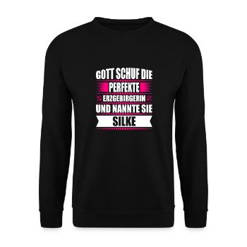 Erzgebirge Frau Namen Sachsen Silke - Unisex Pullover - Schwarz - Vorne - Alina (178cm) & Michal (187cm)