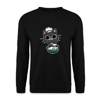 Kitty making Biscuits Cat Black - Unisex Sweatshirt - black - Front - Alina (178cm) & Michal (187cm)