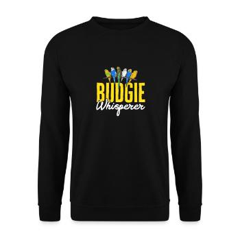 Budgerigar Parakeet Bird Pet Gift - Unisex Sweatshirt - black - Front - Alina (178cm) & Michal (187cm)