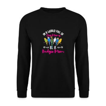 Wellensittich Sittich Vogel Haustier Geschenk - Unisex Pullover - Schwarz - Vorne - Alina (178cm) & Michal (187cm)