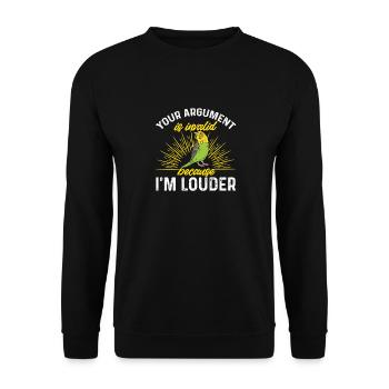 Budgerigar Parakeet Bird Pet Gift - Unisex Sweatshirt - black - Front - Alina (178cm) & Michal (187cm)