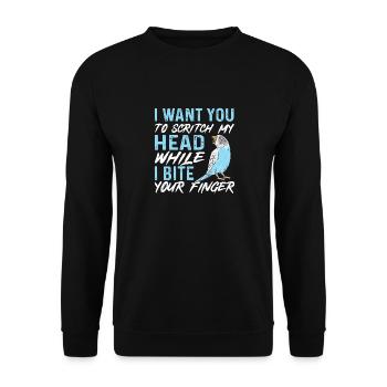 Budgerigar Parakeet Bird Pet Gift - Unisex Sweatshirt - black - Front - Alina (178cm) & Michal (187cm)