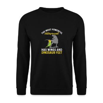 Budgerigar Parakeet Bird Pet Gift - Unisex Sweatshirt - black - Front - Alina (178cm) & Michal (187cm)