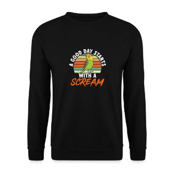 Budgerigar Parakeet Bird Pet Gift - Unisex Sweatshirt - black - Front - Alina (178cm) & Michal (187cm)