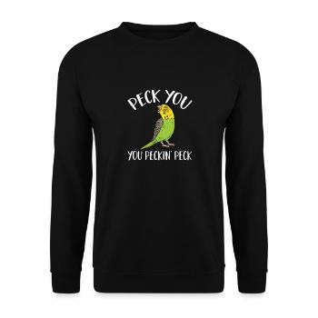 Budgerigar Parakeet Bird Pet Gift - Unisex Sweatshirt - black - Front - Alina (178cm) & Michal (187cm)