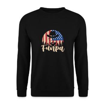 Funpa Us Flag Papa Opa Vatertag - Unisex Pullover - Schwarz - Vorne - Alina (178cm) & Michal (187cm)
