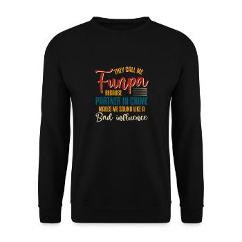 Sie Nennen Mich Funpa Dad Opa Vatertag - Unisex Pullover - Schwarz - Vorne - Alina (178cm) & Michal (187cm)