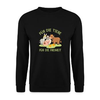 Für die Tiere Für die Freiheit - Unisex Pullover - Schwarz - Vorne - Alina (178cm) & Michal (187cm)