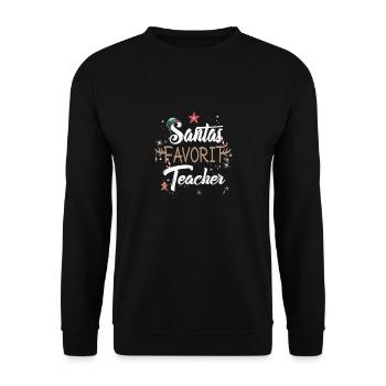 Santas Lieblingslehrer zur Weihnachtszeit - Unisex Pullover - Schwarz - Vorne - Alina (178cm) & Michal (187cm)