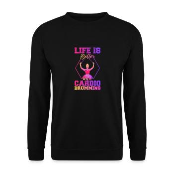 Life is Better With Cardio Drumming Fitness Class - Unisex Sweatshirt - black - Front - Alina (178cm) & Michal (187cm)