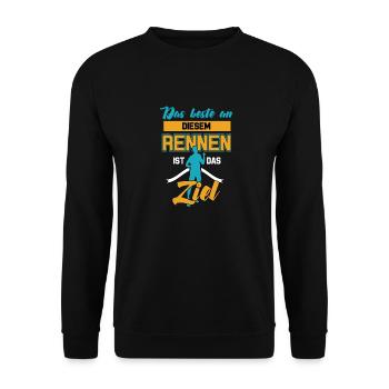 Lustiges Marathon Läufer Laufen Cross Country - Unisex Pullover - Schwarz - Vorne - Alina (178cm) & Michal (187cm)