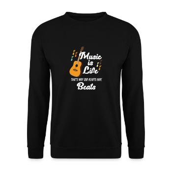 Lustiges Akustikgitarren Motiv für Gitarristen - Unisex Pullover - Schwarz - Vorne - Alina (178cm) & Michal (187cm)
