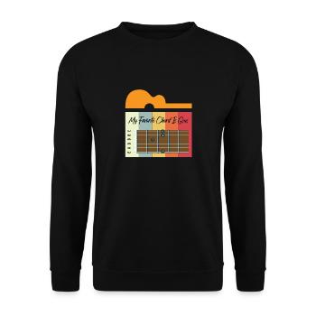 Vintage Retro Jesus Akustikgitarren Motiv - Unisex Pullover - Schwarz - Vorne - Alina (178cm) & Michal (187cm)