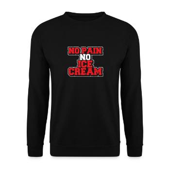 Funny Gym Saying No Pain No Ice Cream Cardio Worko - Unisex Sweatshirt - black - Front - Alina (178cm) & Michal (187cm)