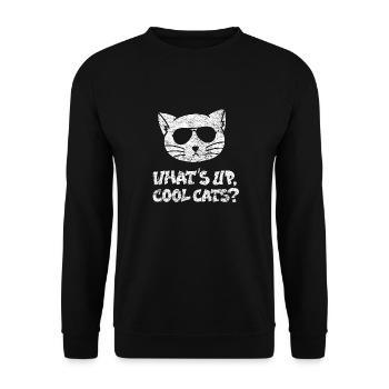 What's Up Cool Cats Funny Cat With Sunglasses - Unisex Sweatshirt - black - Front - Alina (178cm) & Michal (187cm)