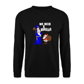 We Need A Burglar Funny Santa Christmas Parody - Unisex Sweatshirt - black - Front - Alina (178cm) & Michal (187cm)