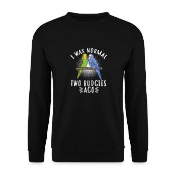 Budgerigar Parakeet Bird Pet Gift - Unisex Sweatshirt - black - Front - Alina (178cm) & Michal (187cm)