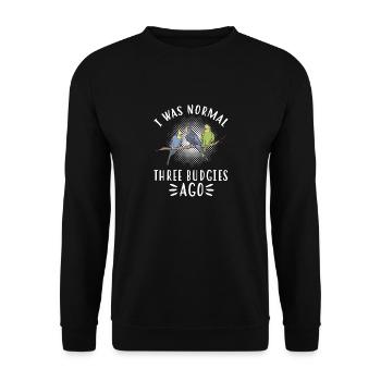Budgerigar Parakeet Bird Pet Gift - Unisex Sweatshirt - black - Front - Alina (178cm) & Michal (187cm)