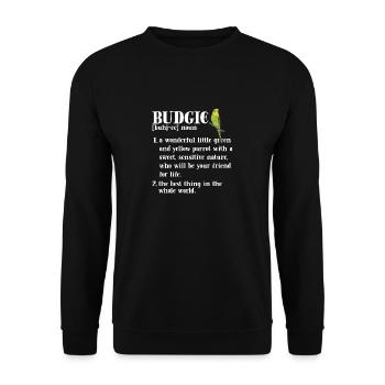Budgerigar Parakeet Bird Pet Gift - Unisex Sweatshirt - black - Front - Alina (178cm) & Michal (187cm)