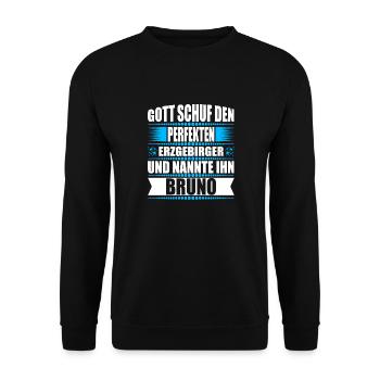 Erzgebirge Mann Namen Sachsen Bruno - Unisex Pullover - Schwarz - Vorne - Alina (178cm) & Michal (187cm)
