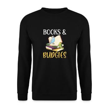 Budgerigar Parakeet Bird Pet Gift - Unisex Sweatshirt - black - Front - Alina (178cm) & Michal (187cm)