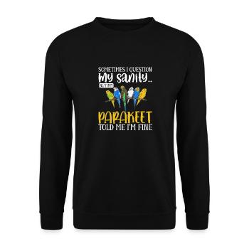 Wellensittich Sittich Vogel Haustier Geschenk - Unisex Pullover - Schwarz - Vorne - Alina (178cm) & Michal (187cm)