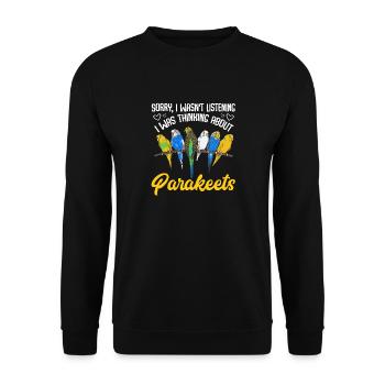 Budgerigar Parakeet Bird Pet Gift - Unisex Sweatshirt - black - Front - Alina (178cm) & Michal (187cm)