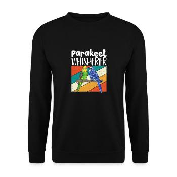 Budgerigar Parakeet Bird Pet Gift - Unisex Sweatshirt - black - Front - Alina (178cm) & Michal (187cm)