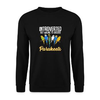 Budgerigar Parakeet Bird Pet Gift - Unisex Sweatshirt - black - Front - Alina (178cm) & Michal (187cm)