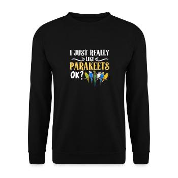 Budgerigar Perruche Oiseau Cadeau pour animaux de compagnie - Sweat-shirt Unisexe - noir - Devant - Alina (178cm) & Michal (187cm)