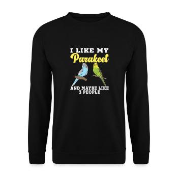 Budgerigar Parakeet Bird Pet Gift - Unisex Sweatshirt - black - Front - Alina (178cm) & Michal (187cm)