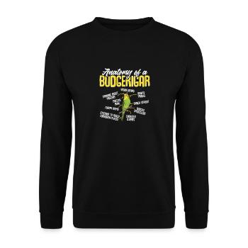 Budgerigar Parakeet Bird Pet Gift - Unisex Sweatshirt - black - Front - Alina (178cm) & Michal (187cm)