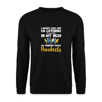 Budgerigar Parakeet Bird Pet Gift - Unisex Sweatshirt - black - Front - Alina (178cm) & Michal (187cm)