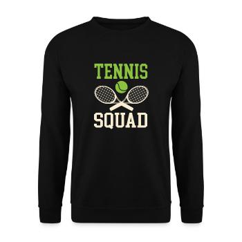 Tennis Squad Ironic Saying Racket Tennis Player - Unisex Sweatshirt - black - Front - Alina (178cm) & Michal (187cm)