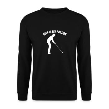 Golf Spruch Golfball Golfspielerin Golfschläger - Unisex Pullover - Schwarz - Vorne - Alina (178cm) & Michal (187cm)